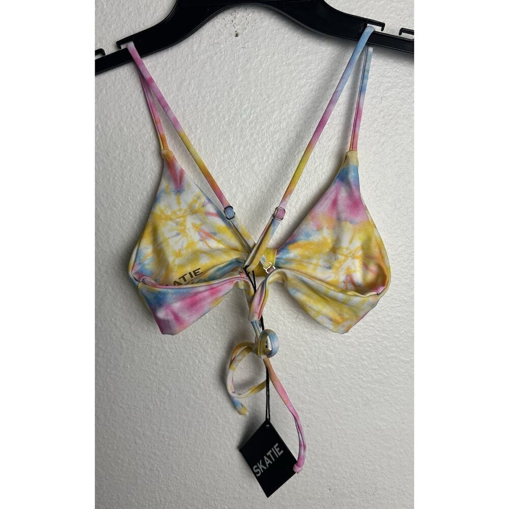 SKATIE Bikini Top XS NWT Multicolor Tie-Dye Sustainable Swimwear - Picture 3 of 7
